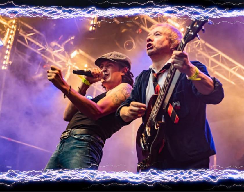 Brian Johnson and Angus Young impersonators from AC/DC UK