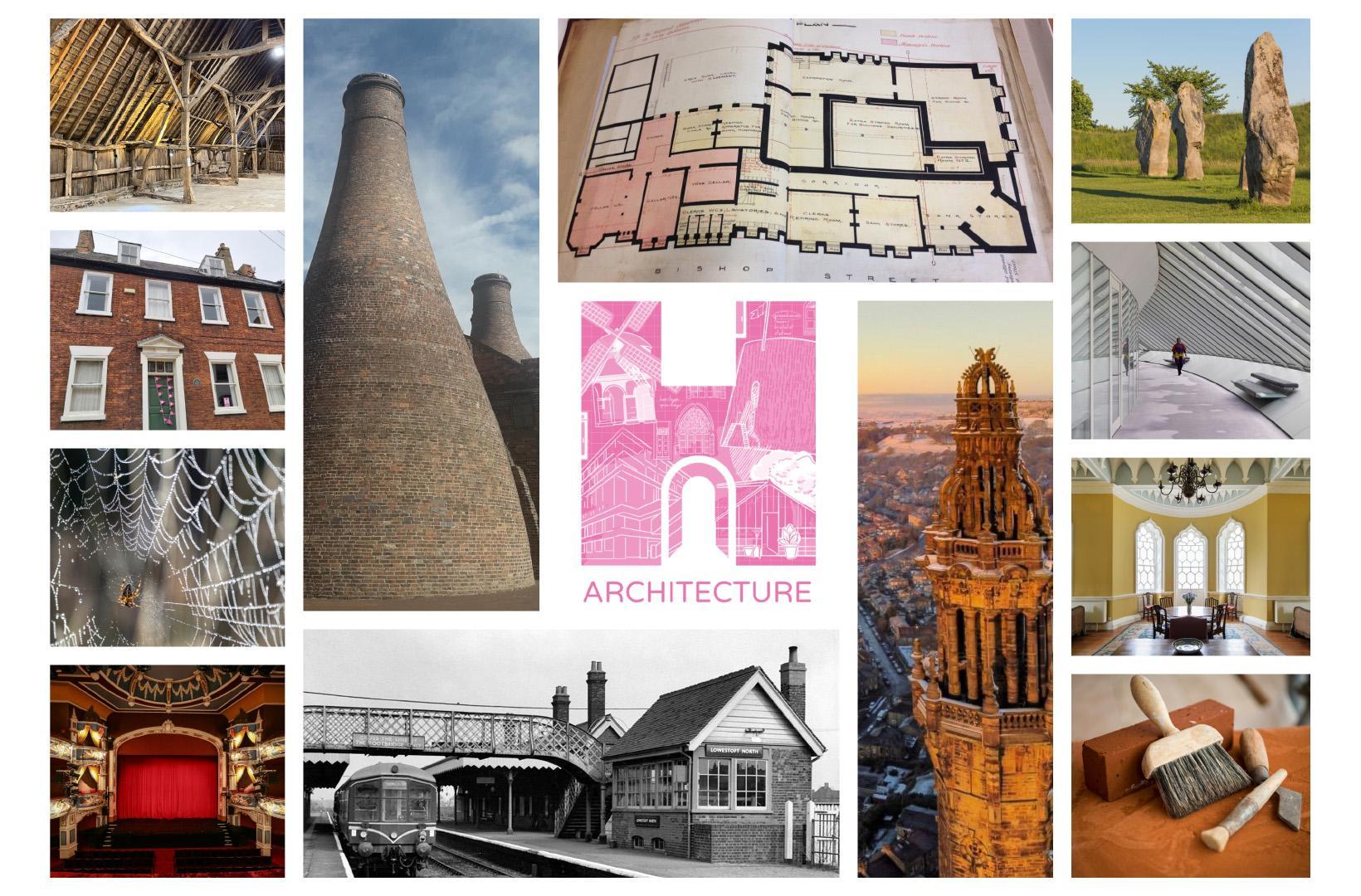 Heritage Open Days 2025 logo surrounded by a variety of imagers of heritage sites