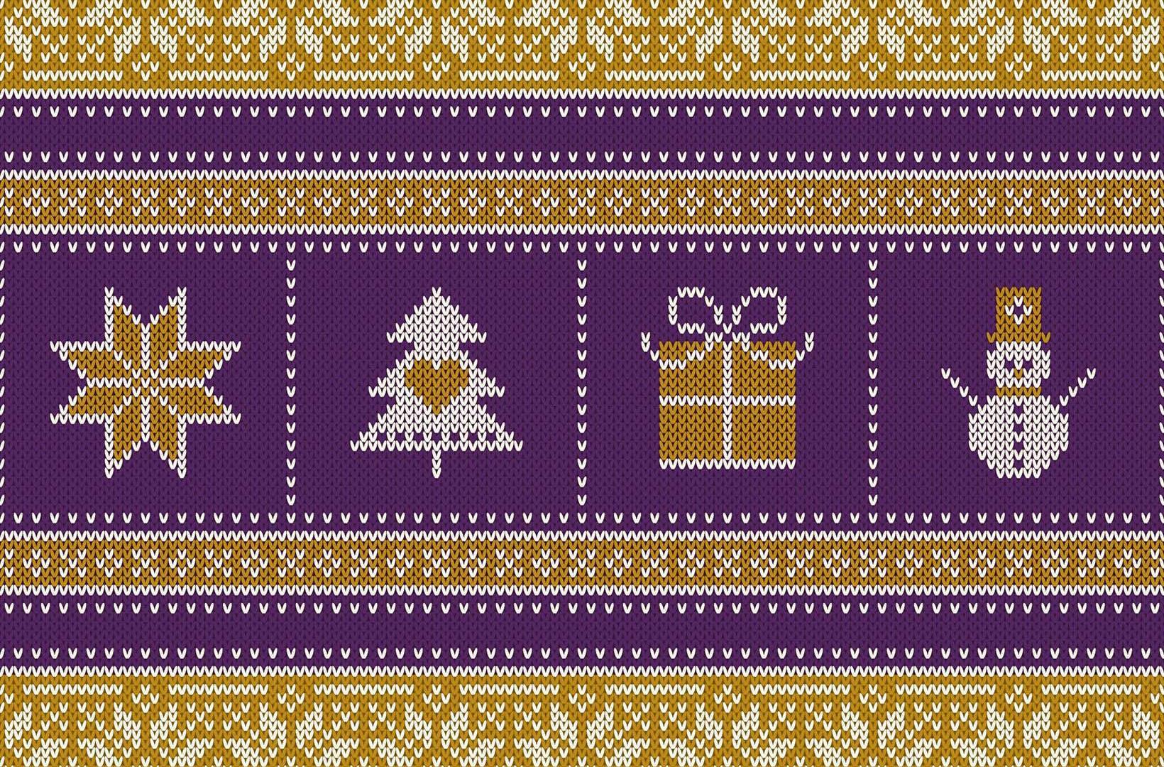 Purple and yellow Christmas jumper pattern