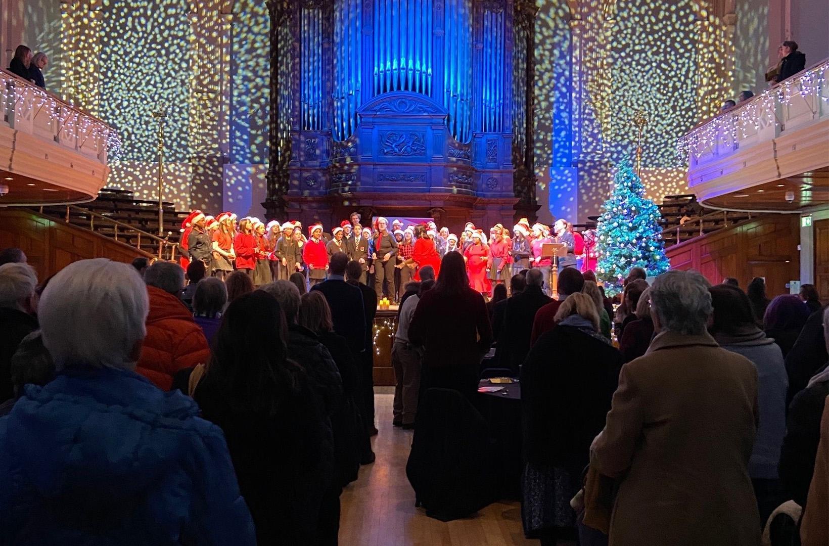 choir on stage at Reading Concert hall