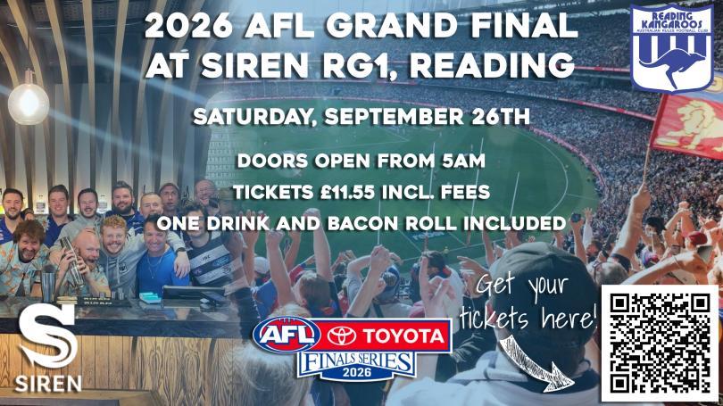 The Reading Roos will host an AFL Grand Final watch party at Siren RG1