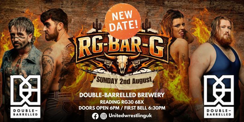 Event poster with the RG-Bar-G logo in the centre and photos of two wrestlers on either side