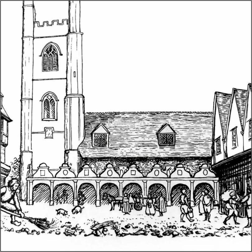 Drawing of St Laurence's Church, Market Place