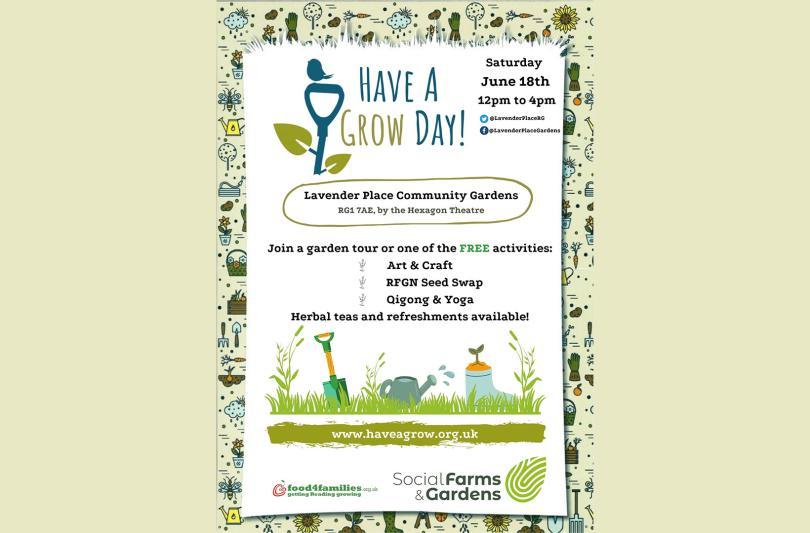 Poster advertising have a grow day at Lavender Place