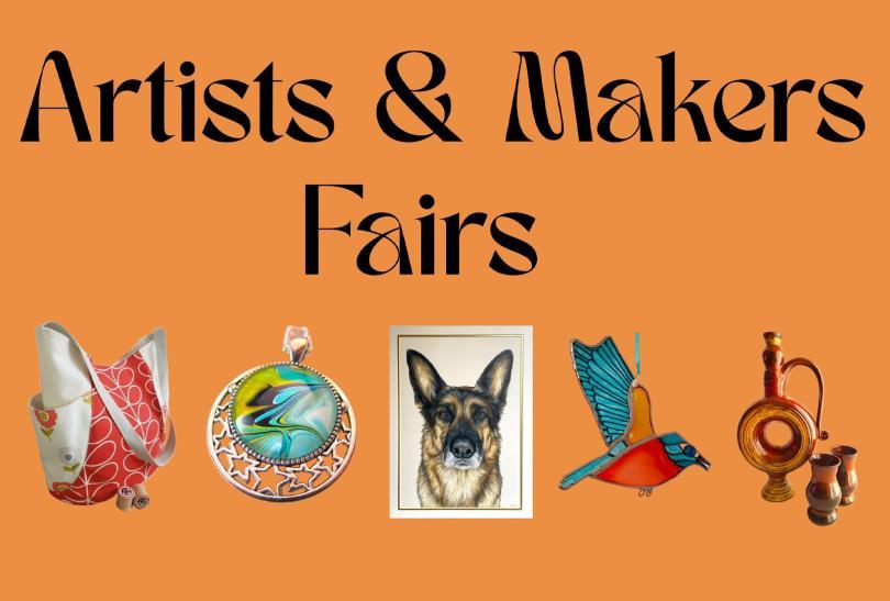 Artists & Makers Fair poster with images of various pieces of art