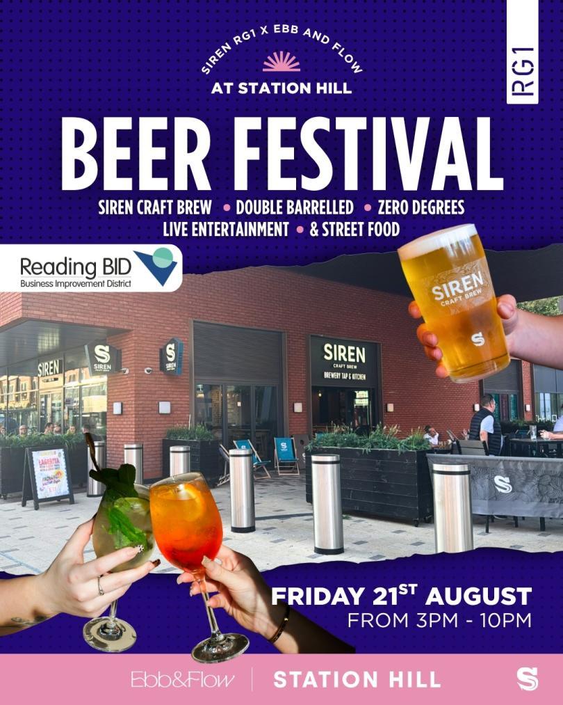 Siren Craft Brew, Double-Barrelled and Zero Degrees are hosting a beer Festival at Siren RG1 on Friday 21st August 2026.