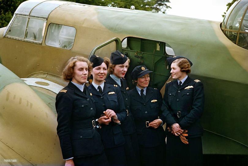 members of the Air Transport Auxiliary in front of a plane