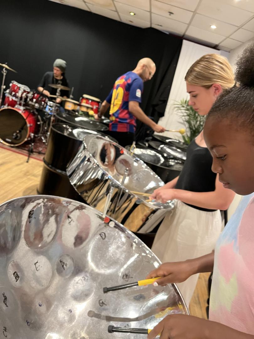 RASPO Steel Band beginners playing steel pan 