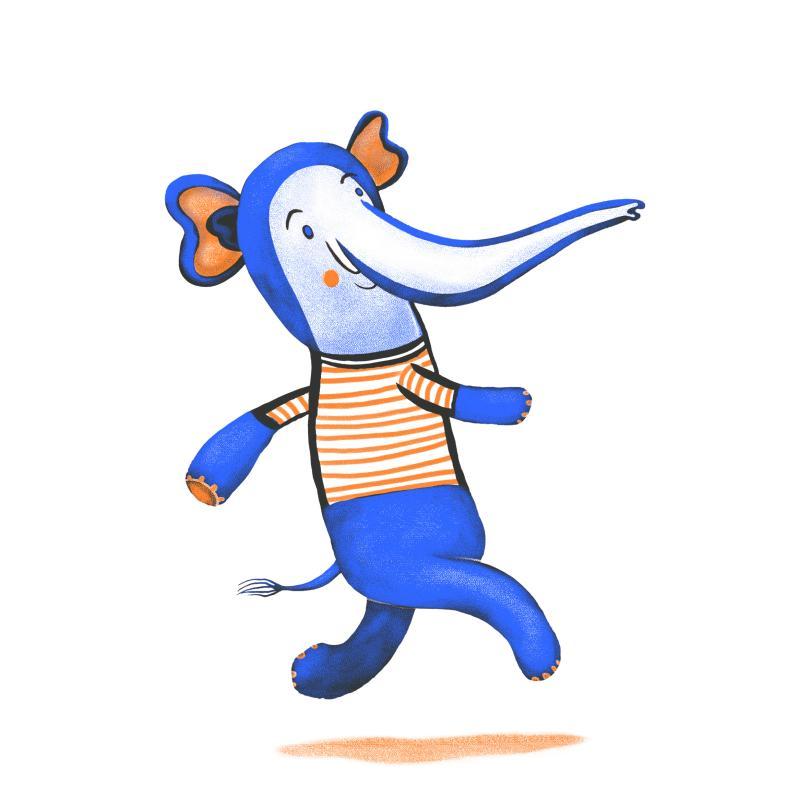 Illustrated blue elephant