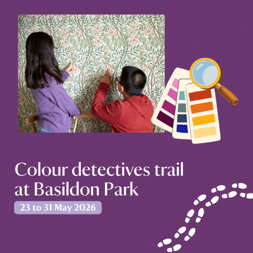 Children spying on detail in wallpaper