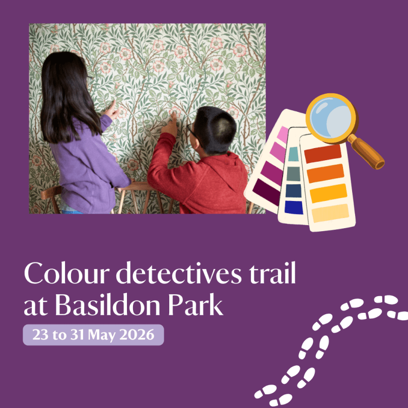 Children spying on detail in wallpaper