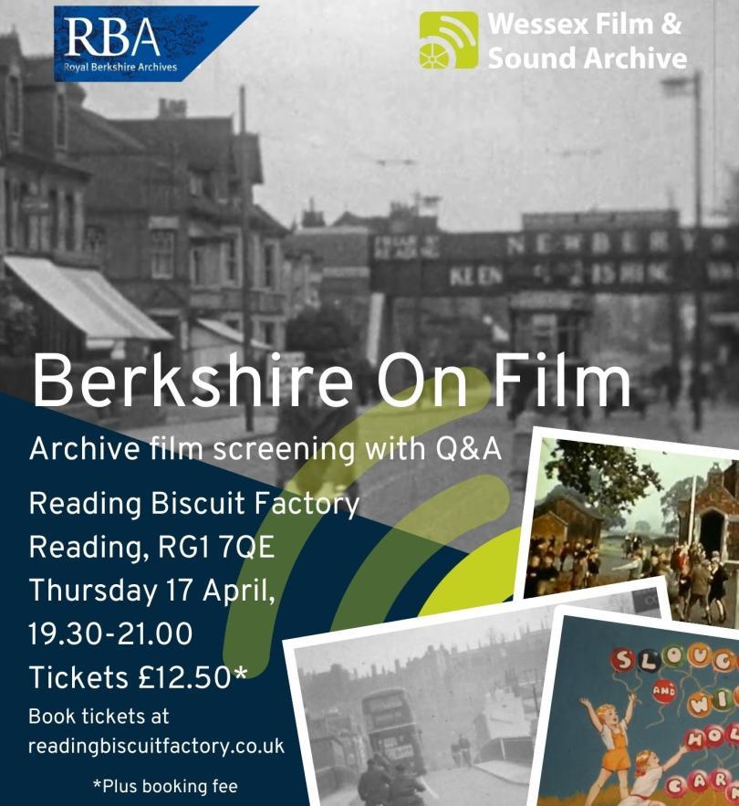 Poster for Berkshire On Film Screening at Reading Biscuit Factory 17 April 2025