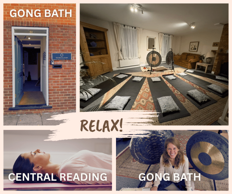 Image shows venue entrance, space, participant relaxing and RGP with the black mamba and chau gongs