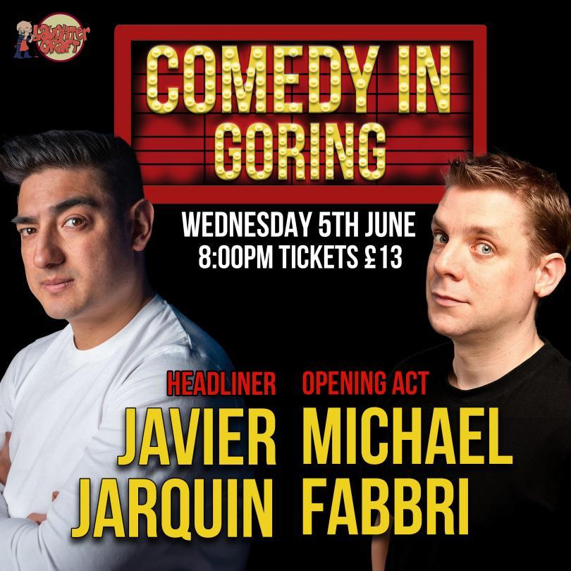 A picture of the poster for the comedy night