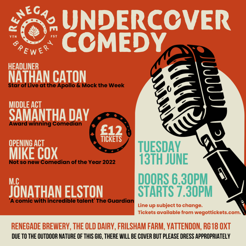 A picture of the poster for the comedy night