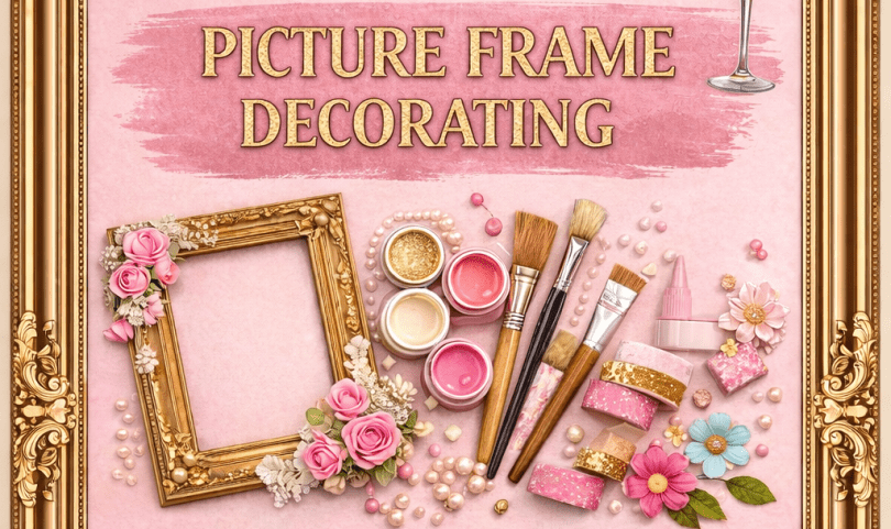 Picture frame with craft bits in