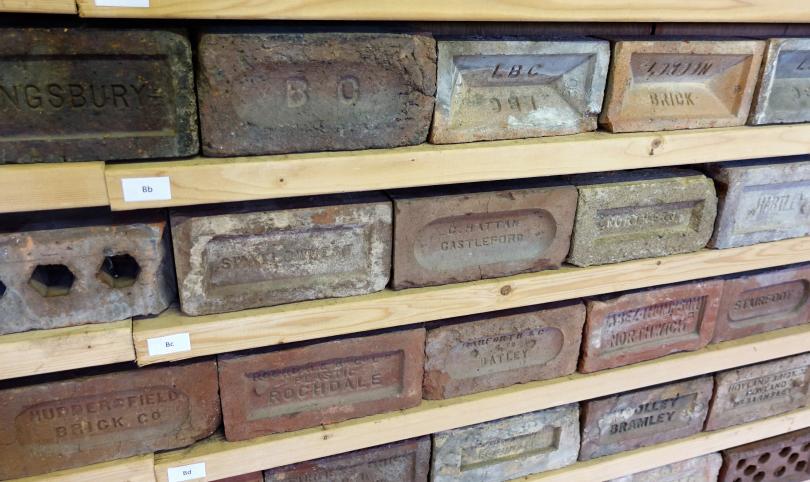 Bricks on shelves