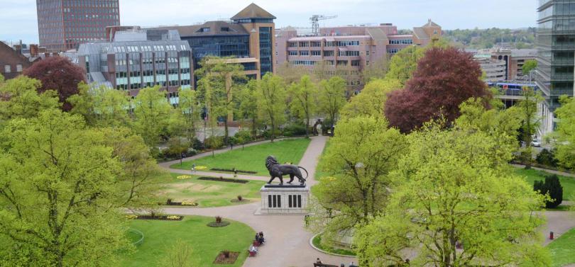 Aerial view of Forbury Gardens
