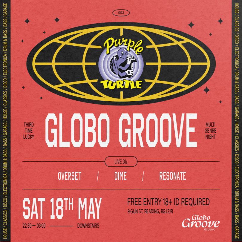 GLOBO GROOVE- House, Garage, Disco, Classics...  In The Purple Turtle Basement  10.30pm to 3am  FREE ENTRY / 18+ ID REquired