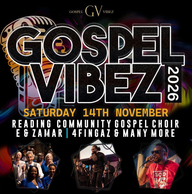 Gospel Vibez 2026 poster with headshots of some of the performers