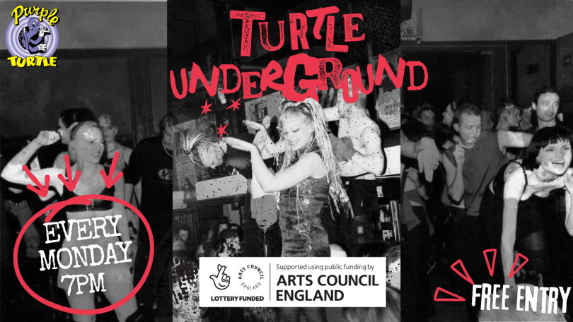 Every Monday Night - TURTLE UNDERGROUND  The Purple Turtle in Reading UK is a long standing supporter of grass roots music in Reading and the UK. Showcasing bands from the UK, Europe and from around the world.  Genres include rock, punk, shoegaze, psychedelic, indie rock, metal, hard rock and more.  Check The Turtle Facebook or Instagram pages for weekly lineups.  FREE ENTRY // 18+
