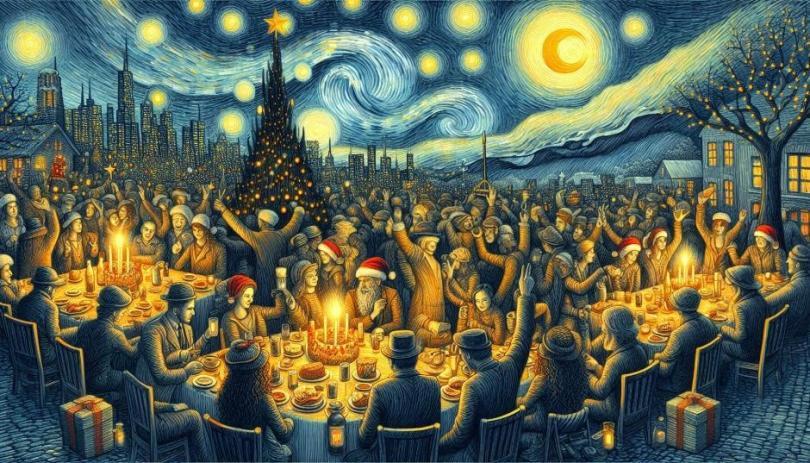 Winter celebration inspired by Starry Night