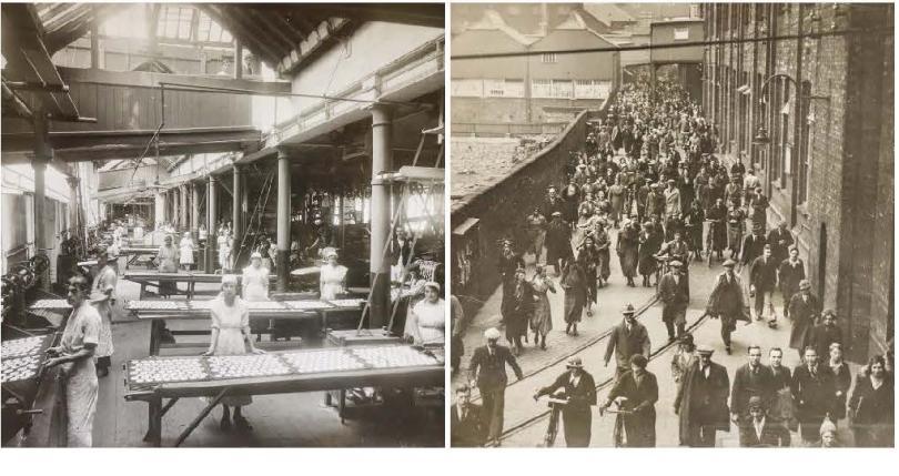 Staff at work in Huntley & Palmers factory