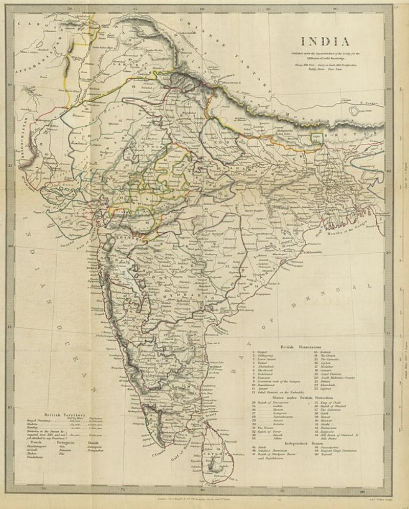 Map of India from 1849