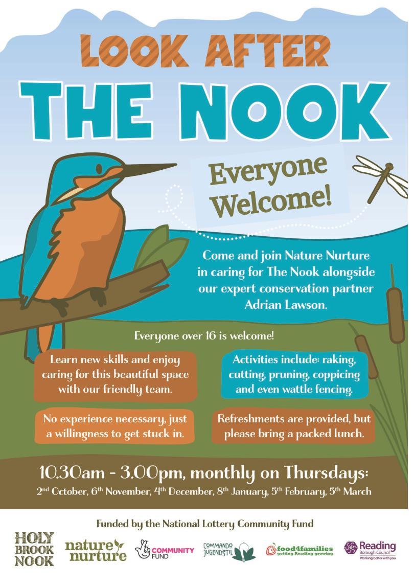 A poster showing a kingfisher and a poster to promote conservation at the nook