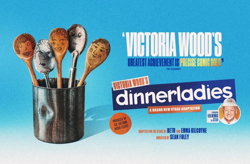 A pot of wooden spoons with faces drawn on them with the title of the show next to them.