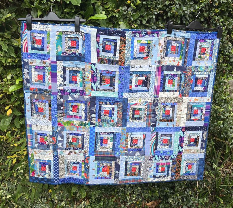 quilt on green background