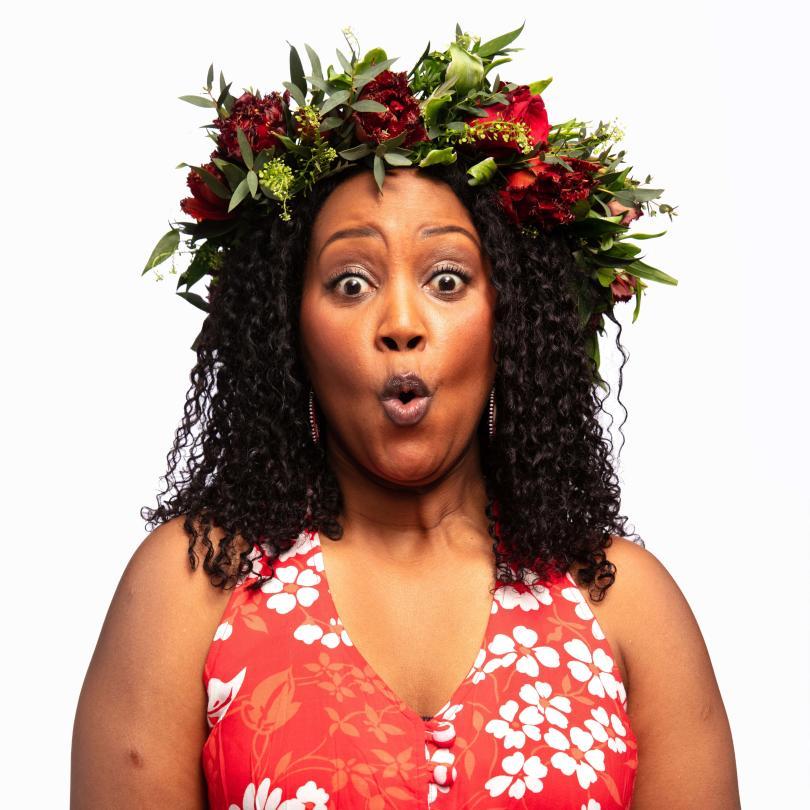 Woman with traditional swedish flower 