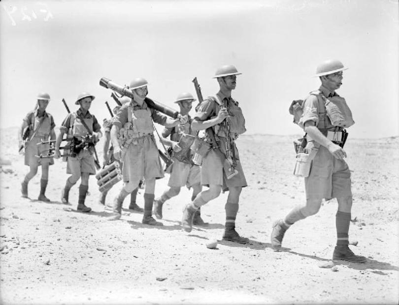The British Army marching in North Africa in 1940