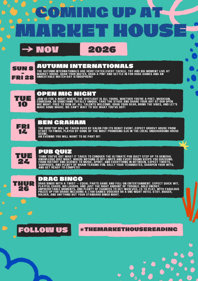 Events coming up at Market House Poster