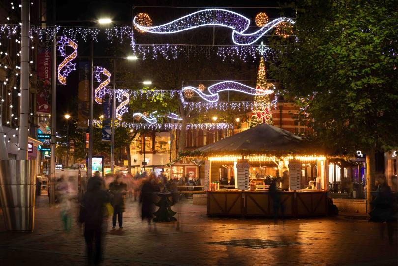 Christmas lights in Reading town centre