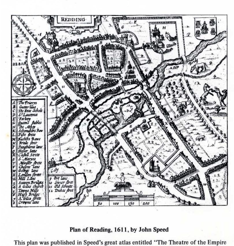 John Speed's Map of Redding from 1611