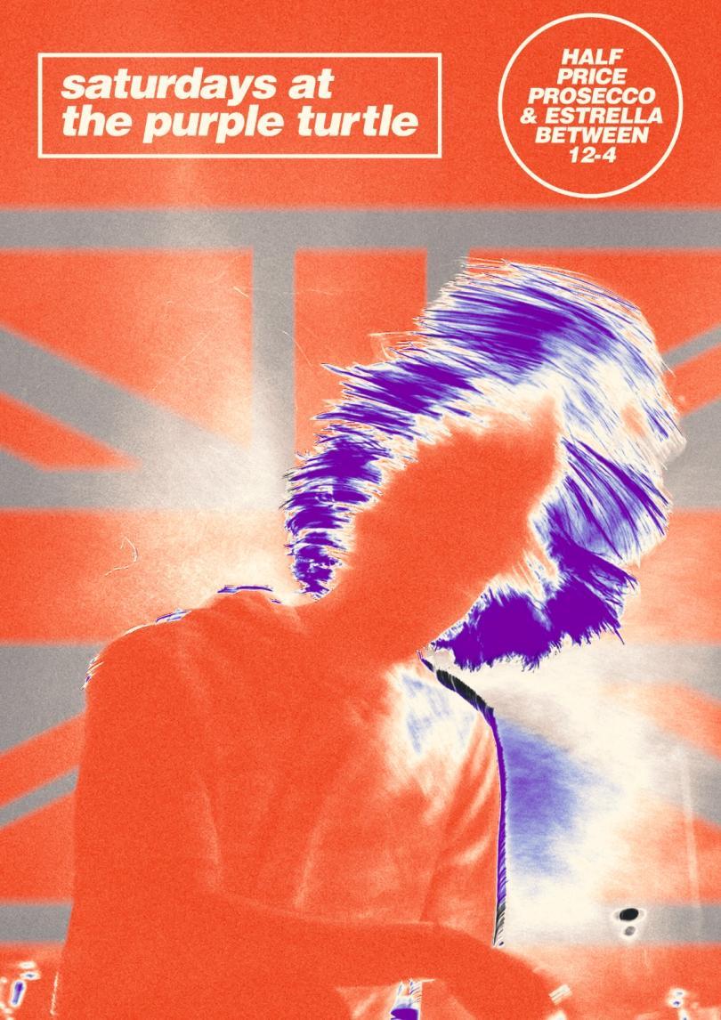 Poster in red colours with white writing