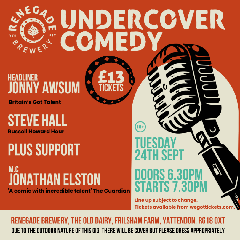 A picture of the poster for the comedy night