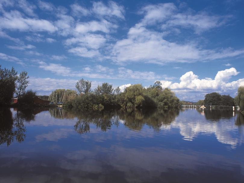 water with trees in background