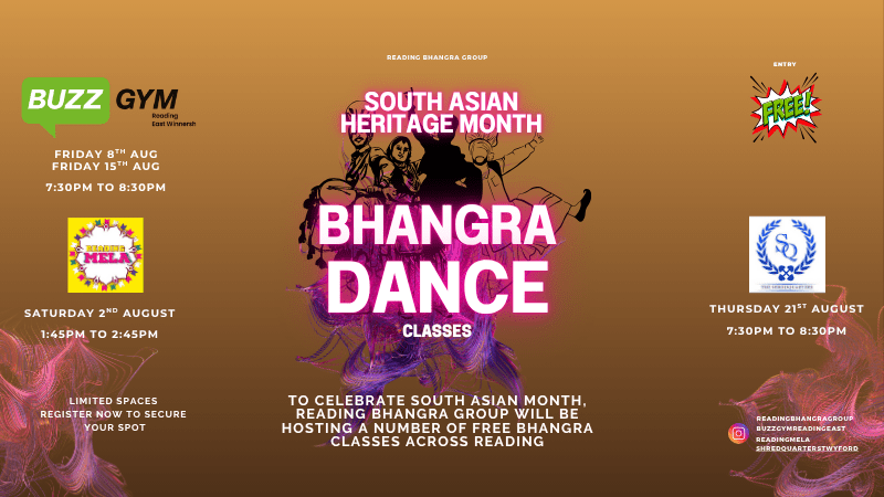 To celebrate South Asian Month, Reading Bhangra Group will be hosting a number of free bhangra classes across Reading