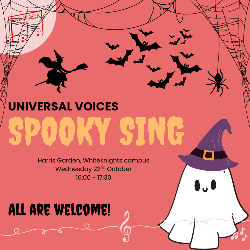 Poster advertising Universal Voices' Spooky Halloween Sing