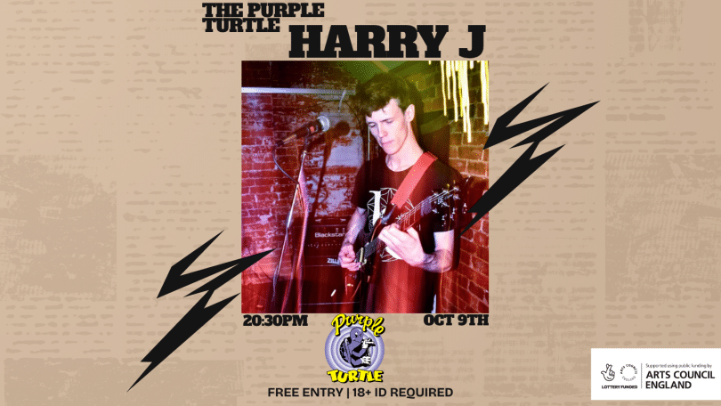 Poster with photo of Harry J on stage playing guitar