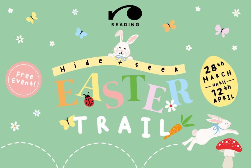 'hide and seek Easter trail' poster with bunnies