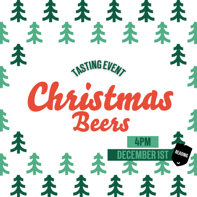 Red text on a white background. Stylised green trees surrounding the text.