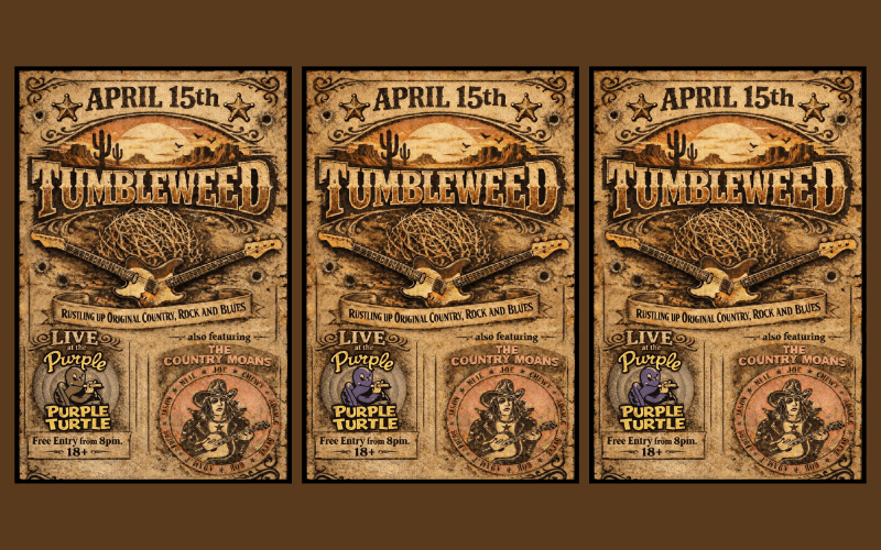 Tumbleweed with Country Moans  A night of country rock and blues  FREE ENTRY 18+ ID Required