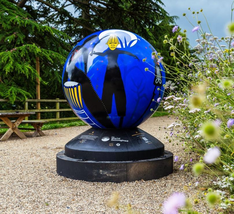 painted globe sculpture