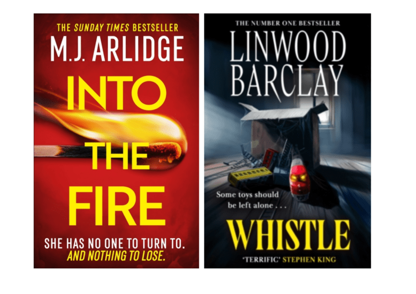 Covers of the latest books by M.J. Arlidge and Linwood Barclay