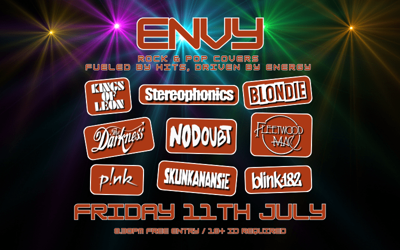 ENVY  Rock and Pop Covers  Fueled by Hits, Driven by energy  FREE ENTRY /18+ ID Required