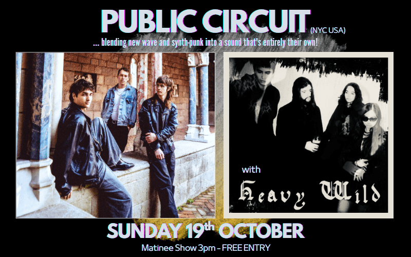 PUBLIC CIRCUIT (NYC USA) @publiccircuitband  Marrying late 70's minimal synth-punk ethos of Nervous Gender and Units new wave romanticism of New Order/Depeche Mode, Public Circuit carves their niche in the bedrock foundation that minimal synth was built upon. ... blending new wave and synth-punk into a sound that's entirely their own! soundsystem.com   w/ Heavy Wild  @heavy.wild  The band's sound veers between dreamy, grungy synth-rock of The Jesus & Mary Chain & the gothic, lo-fi post punk of Joy Division