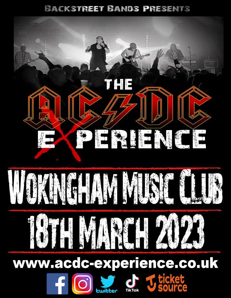 Poster for AC DC Experience at Wokingham Music Club 18th March